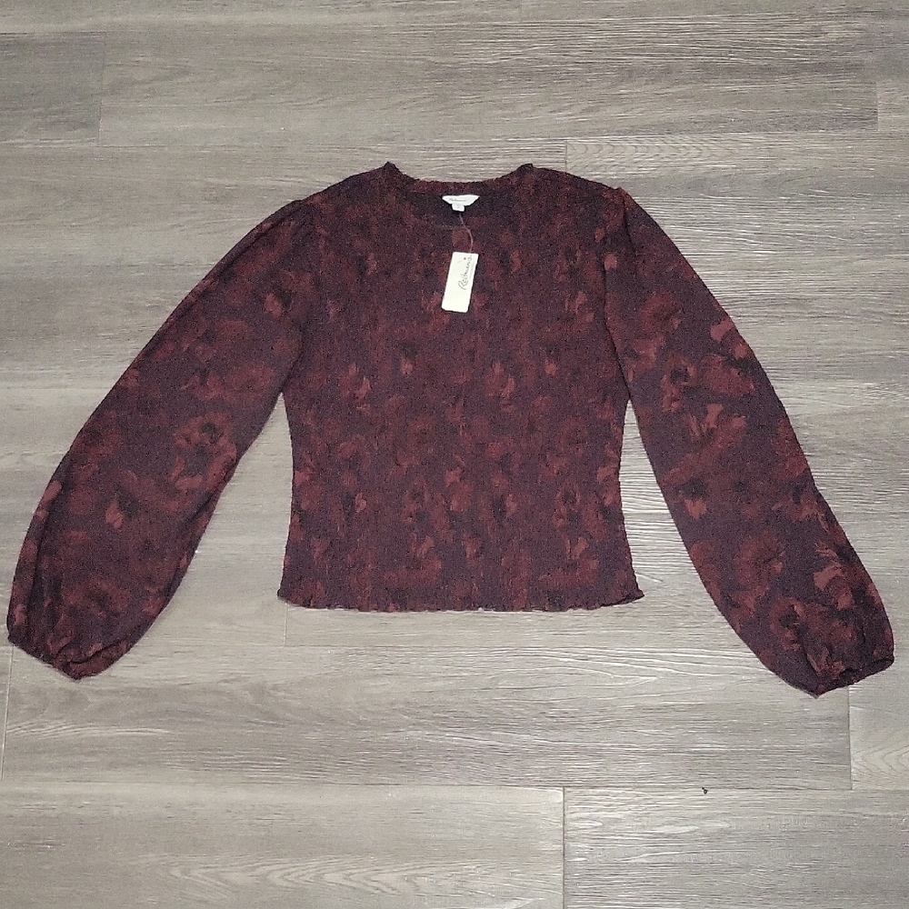 Reitmans Burgundy Floral Blouse
